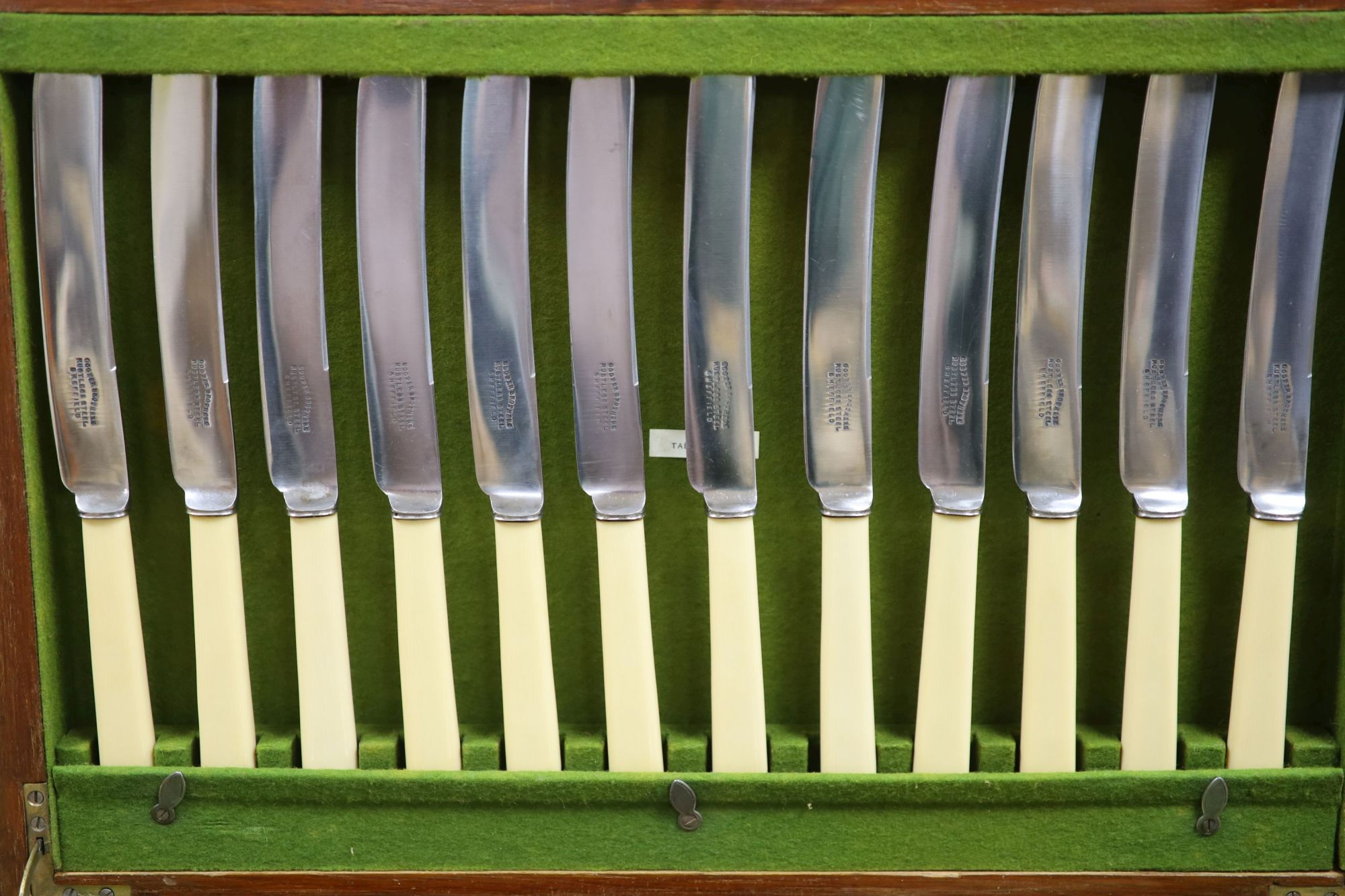 A mahogany cased canteen of silver-plated cutlery